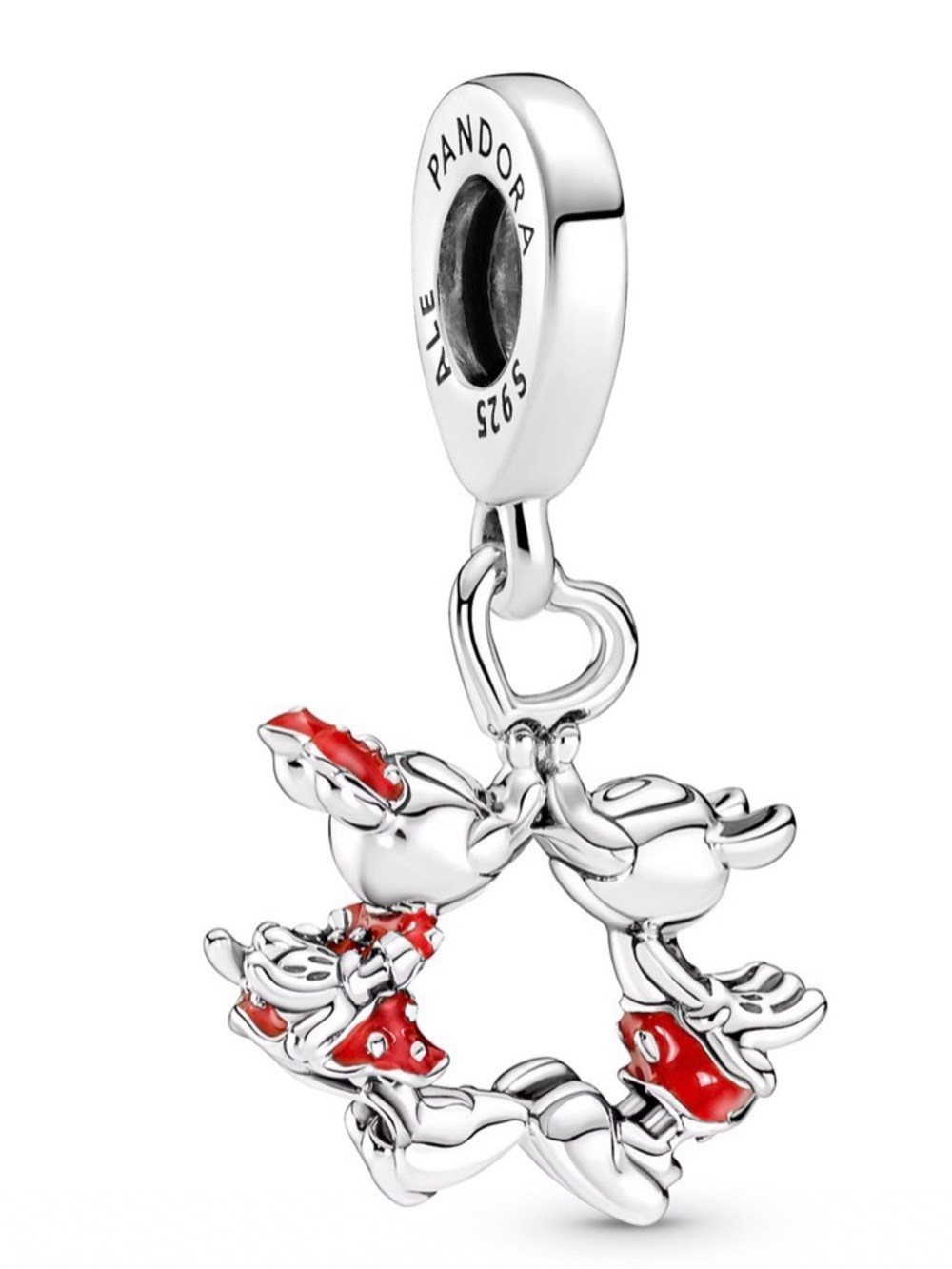 PANDORA DISNEY MICKEY & MINNIE MOUSE KISSING DANGLE CHARM 925